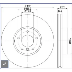 FREN DİSKİ ÖN BMW X5 E70 (07-13) X5 (F15 F85) 2013> X6 (E71 E72) (2008-2014) HAVALI 332MM