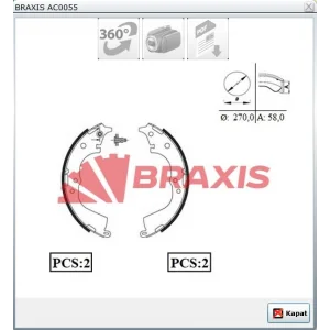 PABUÇLU BALATA ARKA HIACE III  (89-04) HIACE IV (95>) HIACE V (05>) HILUX II (83-05) 270X55MM