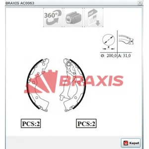 PABUÇLU BALATA ARKA HYUNDAİ ACCENT III ERA (05-10) KİA RİO II (05-11) 203.2X31.5MM