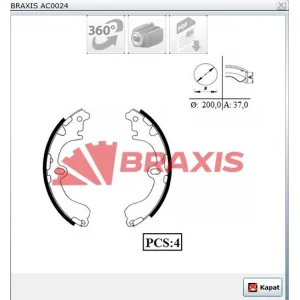 ARKA PABUÇLU BALATA TOYOTA COROLLA AE100-AE101 (93-98) AE111 (98-00) AE92 (88-92) CORONA (87-92) CORONA (92-97) 200X30MM