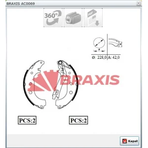 ARKA PABUÇLU BALATA ALBEA (96-09) DOBLO (01-10) COMBO (12-17) IDEA (03>) 228.6X42.3 MM LEVYESİ YAYLI