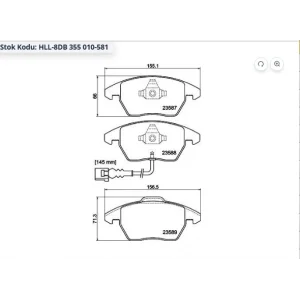 FREN BALATASI ÖN FİŞLİ  GOLF V (03-09)/JETTA IV 11>/ SCIROCCO 08>/ CADDY III 03>/ LEON (05-12)/ YETI 09>/ SUPERB(02-10)/ PASSAT(06-14)/ OCTAVIA-TOURAN-TOLEDO 04>