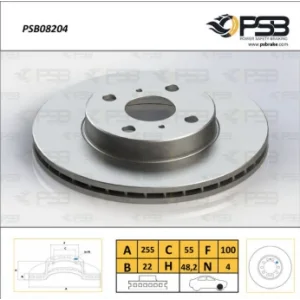 FREN DİSKİ ÖN COROLLA AE100-AE101 (93-98) COROLLA AE111 (98-00) ENJ. HAVALI 255MM