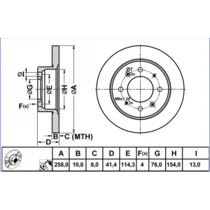 FREN DİSKİ ARKA CERATO (04-13) ELANTRA (01-07) DÜZ 258MM