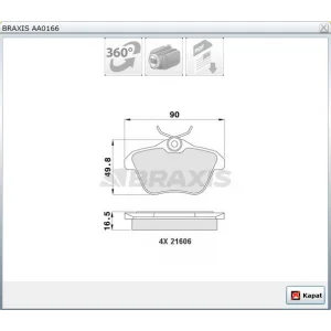 FREN BALATASI ARKA ALFAROMEO 156 (97-06) ALFA 164 (87-98) ALFA 166 (98-07) DURON by FEDERAL MOGUL