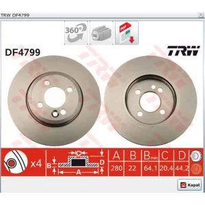 FREN DİSKİ ÖN MINI R50-R53 (01-06) R56 (06-13) R57 (07-15) R58 (11>) CLUBMAN R55 (07-15) R59 (12>) HAVALI 280MM