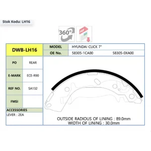 PABUÇLU BALATA ARKA HYUNDAİ GETZ ABSSİZ (2002-2010) 180X32MM