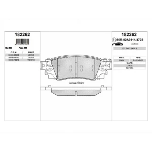 FREN BALATASI ARKA TOYOTA C-HR 1.2 / 1.8 HYBRİD 016>