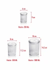 12li Barok Yuvarlak 3 Boy Kavanoz Seti & Saklama Kabı & Erzak Kabı  (4*1000 ML, 4*500 ML,4*250 ML)