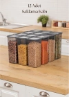 12li Kavanoz Seti & Saklama Kabı & Erzak Kabı 12x1900 Ml (20 Lı Etiket Hediyeli)