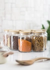 12 Lü Set Bambu Kapaklı Cam Kavanoz & Erzak Saklama Kabı 800 ml Orta  Boy ( Vakum Kapak )
