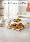 2 Katlı Beyaz Akrilik Meyvelik & Kurabiyelik & Sunum Standı - 26 cm