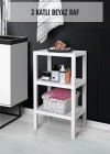 3 Katlı Beyaz Raf Kitaplık & Banyo Düzenleyicisi 73,5 cm