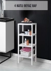 4 Katlı Beyaz Raf Kitaplık & Banyo Düzenleyicisi 100 cm