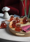 6lı Keyfi Ala Borosilikat Cam Kulplu Çay Bardağı