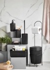 7 Parça Siyah Banyo Seti Metal Stantlı Kovalı Wc Kağıtlık Kozmetik Kutusu Diş Fırçalık Ve Sabunlukla