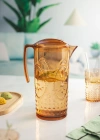 Akrilik Bal Sürahi 2,3 lt Ve 6lı Su Meşrubat Kahve Yanı Bardağı 400 ml Seti ( Cam Değildir )