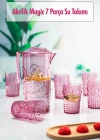Akrilik Mürdüm Sürahi 2,3 lt Ve 6lı & Su Meşrubat Kahve Yanı Bardağı 400 ml Seti ( Cam Değildir )
