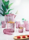 Akrilik Mürdüm Sürahi 2,3 lt Ve 6lı & Su Meşrubat Kahve Yanı Bardağı 400 ml Seti ( Cam Değildir )