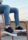 BA0104 Bağcıklı Siyah Ekose Süet Beyaz Taban Spor Klasik Erkek Ayakkabı