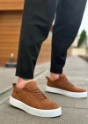BA0104 Bağcıklı Taba Süet Beyaz Taban Spor Klasik Erkek Ayakkabı