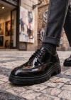 BA0237 Bağcıklı Rugan Klasik Yüksek Taban Casual Erkek Ayakkabı