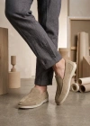 BA0252 %100 İçi Dışı Hakiki Deri Erkek Krem Süet Casual Loafer Termo Taban Ayakkabı