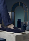 BA0252 %100 İçi Dışı Hakiki Deri Erkek Lacivert Süet Casual Loafer Termo Taban Ayakkabı