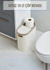 Beyaz Kapaklı WC Kağıtlıklı Çöp Kovası & Ofis Çöp Kovası 10 Lt