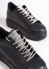 DELLA Bağcıklı Ortopedik Taban Taşlı Kadın Sneaker Spor Ayakkabı  CST - Siyah