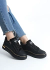 DINA Bağcıklı Fermuarlı Ortopedik Taban Kadın Sneaker Spor Ayakkabı  CST - Siyah/Altın