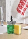 Gri Renkli Sıvı Sabunluk Süngerlik Hazneli 450 ml