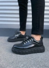 JY010 Cloud Bağcıklı Rugan Erkek Günlük Sneaker Ayakkabı RST - Siyah