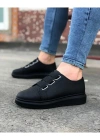 JY026 Astor Erkek Günlük Lastikli Cilt Spor Sneaker Ayakkabı CST - Siyah