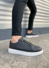 JY0535 Prime Bağcıklı Cilt Erkek Günlük Sneaker Ayakkabı CBT - Siyah