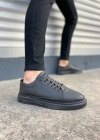 JY0535 Prime Bağcıklı Cilt Erkek Günlük Sneaker Ayakkabı CST - Siyah