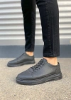 JY0535 Prime Bağcıklı Cilt Erkek Günlük Sneaker Ayakkabı CST - Siyah
