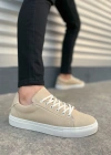 JY122 Mode Bağcıklı Süet Erkek Günlük Sneaker Ayakkabı SBT - Bej