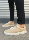 JY122 Mode Bağcıklı Süet Erkek Günlük Sneaker Ayakkabı SBT - Bej