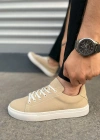 JY122 Mode Bağcıklı Süet Erkek Günlük Sneaker Ayakkabı SBT - Bej
