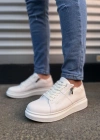 JY155 Warrior Bağcıklı ve Fermuarlı Cilt Erkek Günlük Sneaker Ayakkabı CBT - Beyaz