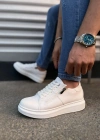 JY155 Warrior Bağcıklı ve Fermuarlı Cilt Erkek Günlük Sneaker Ayakkabı CBT - Beyaz