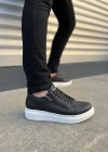 JY155 Warrior Bağcıklı ve Fermuarlı Cilt Erkek Günlük Sneaker Ayakkabı CBT - Siyah
