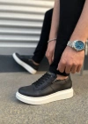 JY155 Warrior Bağcıklı ve Fermuarlı Cilt Erkek Günlük Sneaker Ayakkabı CBT - Siyah