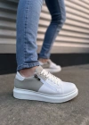 JY155 Warrior Bağcıklı ve Fermuarlı Cilt Süet Erkek Günlük Sneaker Ayakkabı CSBT - Beyaz/Gri