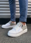 JY155 Warrior Bağcıklı ve Fermuarlı Cilt Süet Erkek Günlük Sneaker Ayakkabı CSBT - Beyaz/Gri