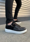 JY155 Warrior Bağcıklı ve Fermuarlı Cilt Süet Erkek Günlük Sneaker Ayakkabı CSBT - Siyah