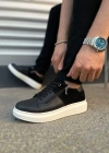 JY155 Warrior Bağcıklı ve Fermuarlı Cilt Süet Erkek Günlük Sneaker Ayakkabı CSBT - Siyah