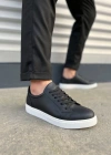 JY165 Elite Bağcıklı Cilt Erkek Günlük Sneaker Ayakkabı CBT - Siyah
