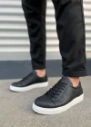 JY165 Elite Bağcıklı Cilt Erkek Günlük Sneaker Ayakkabı CBT - Siyah
